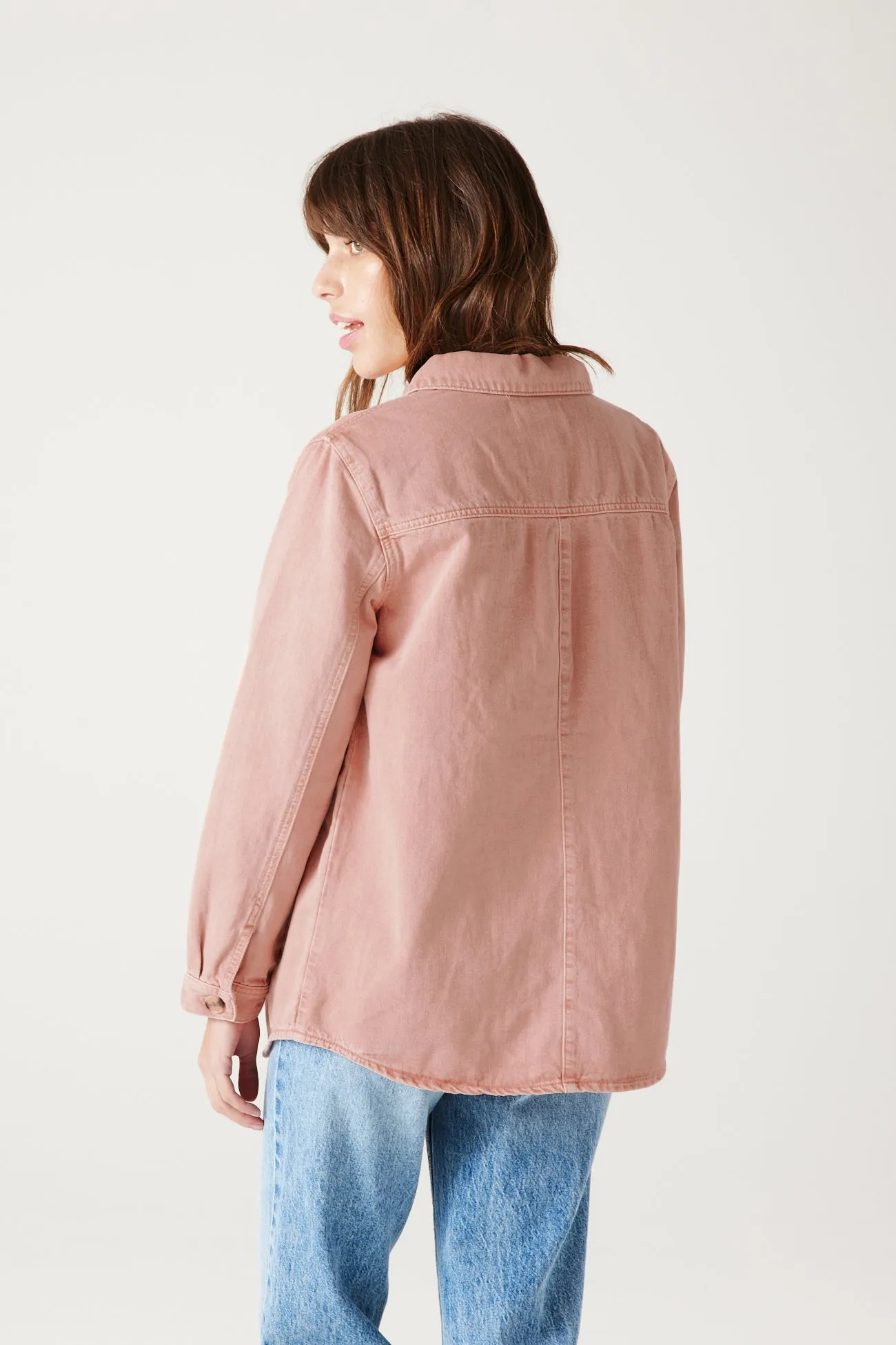 Veste surchemise en jean ALMA - Vieux rose