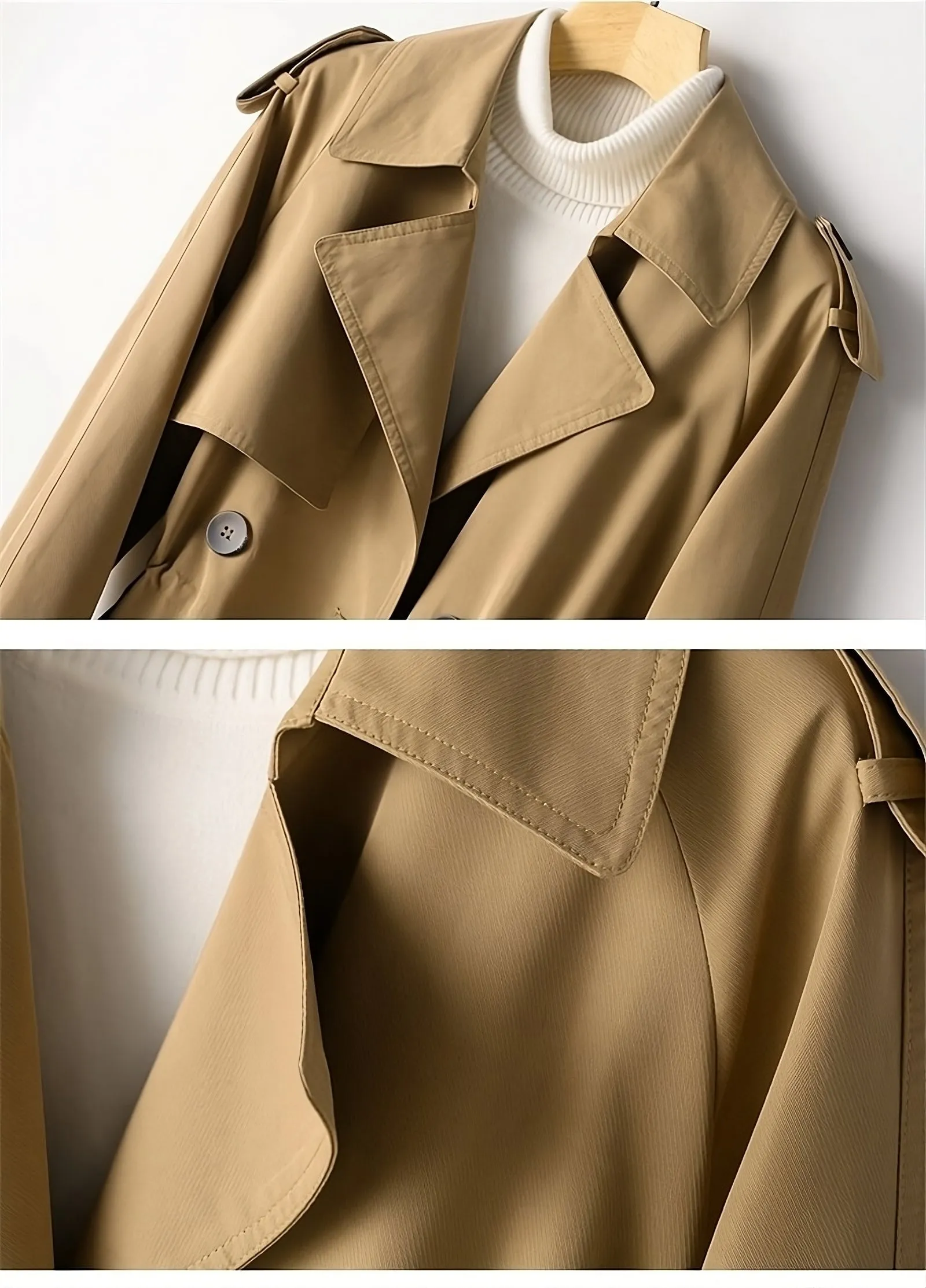 Veste trench uni à double boutonnage