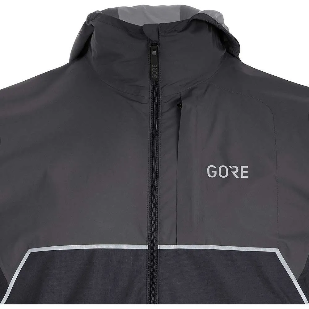 Vêtements de sport GORE® WEAR Homme | Veste à capuche de running GORE® WEARR7 Partial GORE-TEX INFINIUM™ Black/Terra Grey pour h