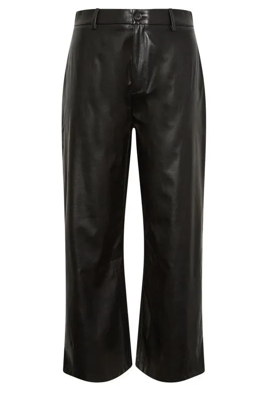 YOURS - Pantalon Noir Dad Wide Leg Effet Cuir