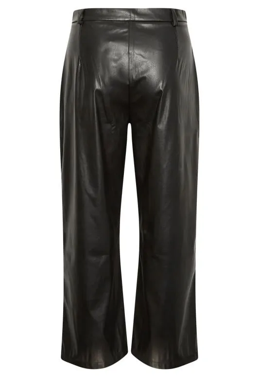 YOURS - Pantalon Noir Dad Wide Leg Effet Cuir